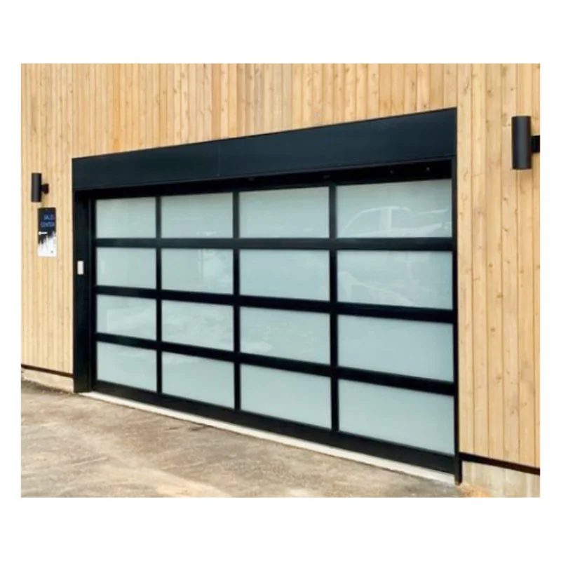 Remote Control Automatic Electric Soundproof Perspective Turning Plate Aluminum Frame Plastic Plate  Glass Garage Door