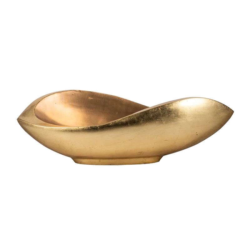 Boat Shape Decorative Bowl Luxury Gold Decor Vase Fiberglass Table Flower Bowl Vase