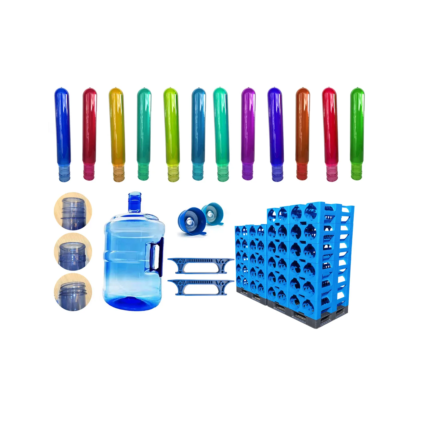 High Transparent Dark Blue 55mm 700g 5 Gallon 5 Galones Mineral Water PET De Botella De Bottle Preforms