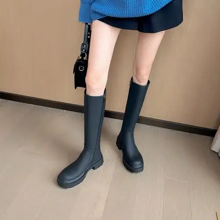 custom 2021 OEM/ODM fashion zip ladies winter warm black green knee high boots