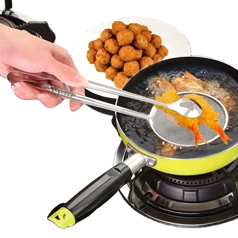 Spoon Oil Scoop Fried Food Scoop Tofu Powder Sieve Strainer FoodOil Clip Kitchen Tools,Stainless steel filter clamp