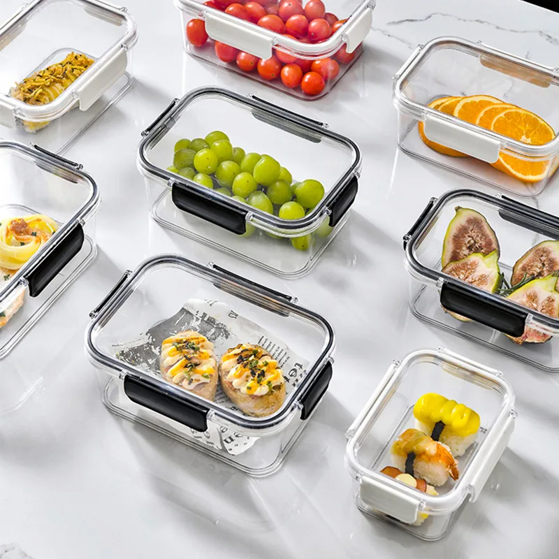Promotional Transparent Compartment Sealed Food Storage Box kitchen Crisper Plastic Classification Containers