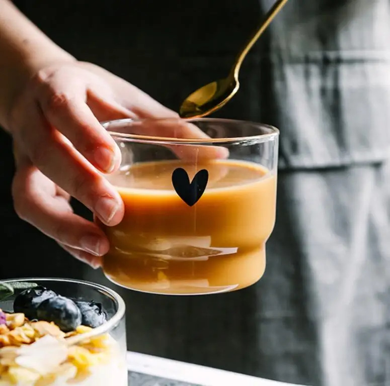 smiling face folding cup dessert cup cute love heart glass coffee cups