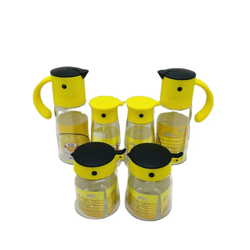 Wholesale High QualityGlass set seasoning jar   Little Bird Kitchen 6 Pieces Cooking Dispenser  Oil and vinegar bottle dispenser