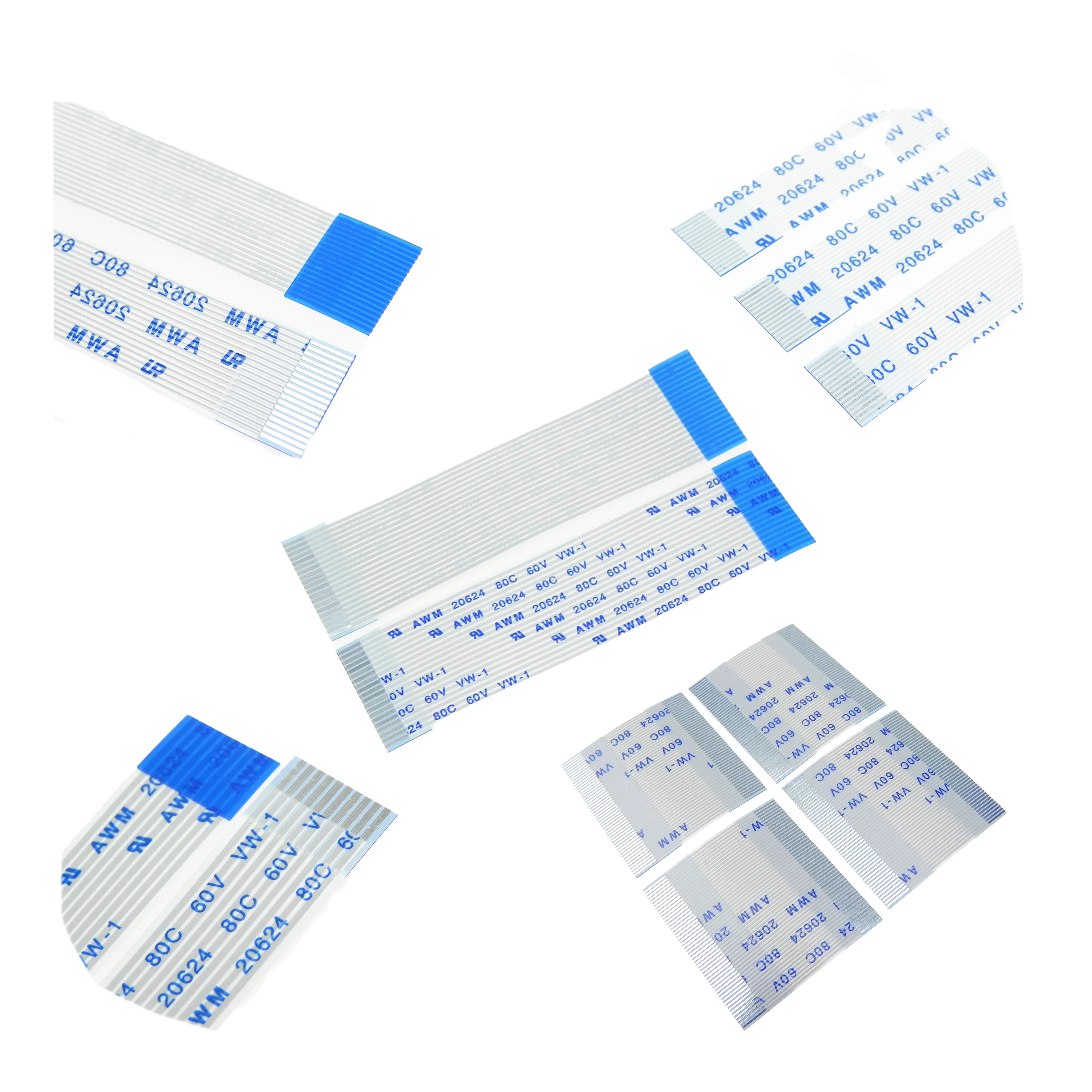 Customize Pin 0.5/1.0mm Pitch AWM 20624 80C 60V VW-1 Flexible Flat FFC Ribbon Cable