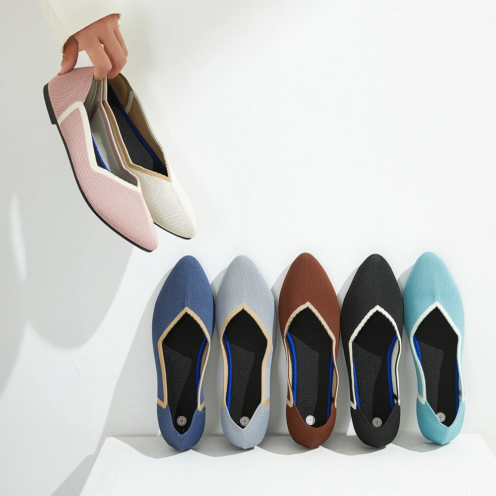 KH Wenzhou Factory Customized INJECTION SHOES Casual Women Fashion Mesh Flats Shoes For Ladies Spring New 2024