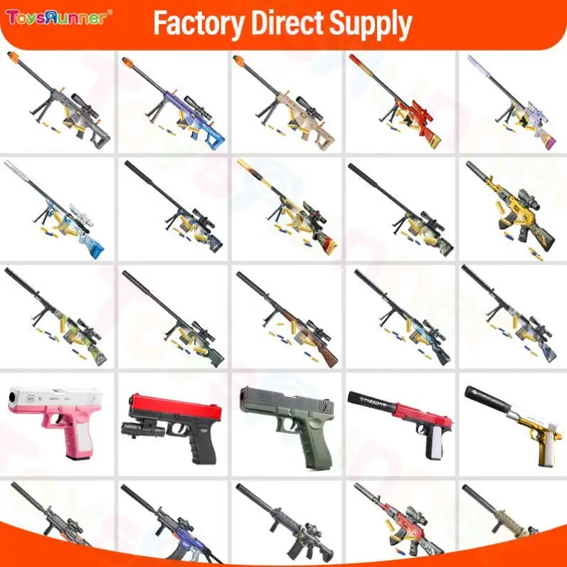 Cheap Soft Bullet Gun Shell Ejecting Metal Toy Gun Fully Auto Electric Awm Sniper Shot Continuo Soft Bullet Gun For Adults