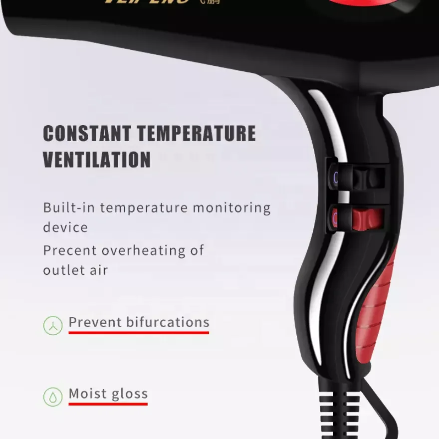 Factory direct sale 2 speed silent wind speed hair dryer with heating protection device