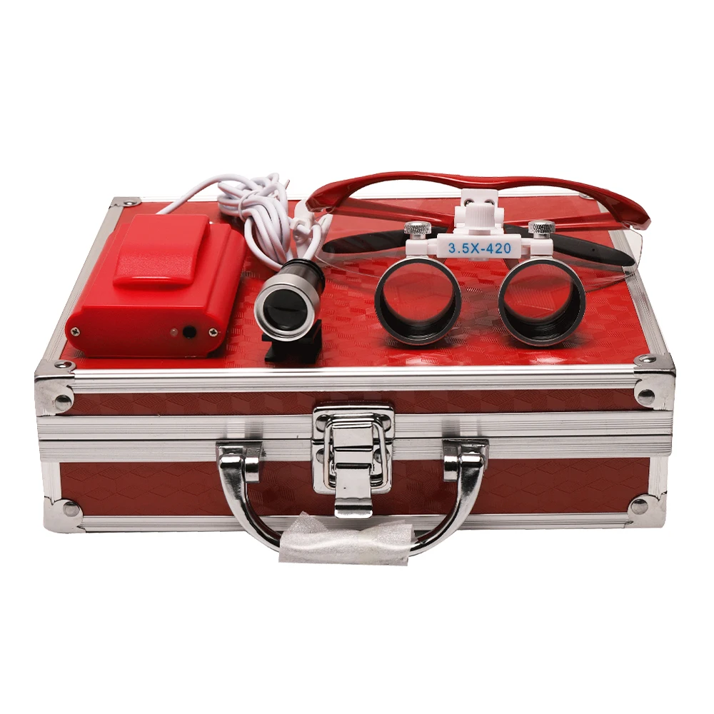 2.5X 3.5X 420MM Dental Loupe With LED Headlight Portable Medical Headlamp Binocular Magnifying Glass Surgical Head Light Lamp