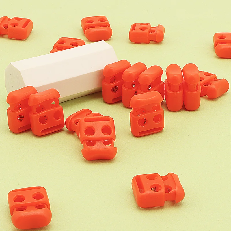 Fashion Metal Elastic 2 Hole Spring Cord Toggle Cord Lock Hardware Drawstring Rope  Garment Accessories