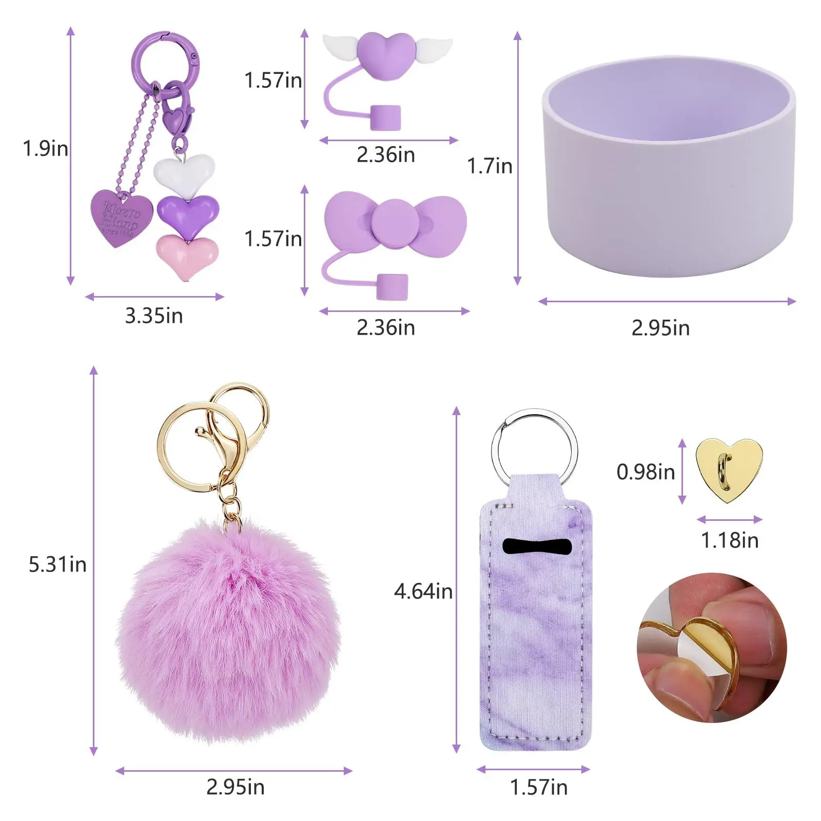 Tumbler Topper Accessories Set 1Pcs Lipstick Holder Love Straw Lid Cup Cover Colorful Imitation Rabbit Fur Ball Pendant