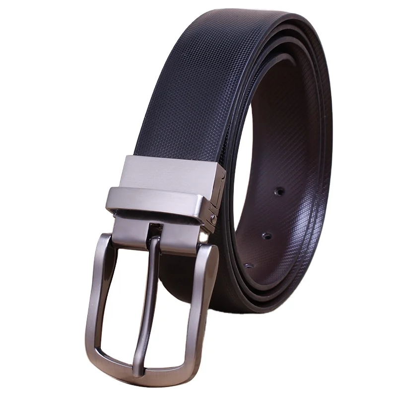 Leather swivel buckle cowhide belt Swivel pin buckle casual double sided usable belt