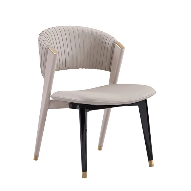 New arrival Modern glossy veneer wooden frame leg luxury comfortable  leather seating chairs for restaurant and dining room