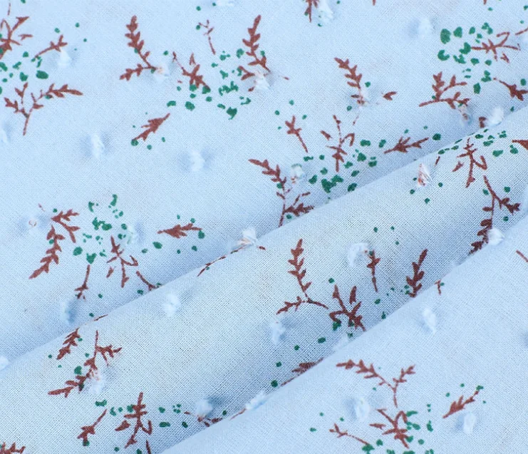 Multicolor cotton swiss dot  printed  fabric 100 cotton small plant  printed woven voile  fabric for  clothing