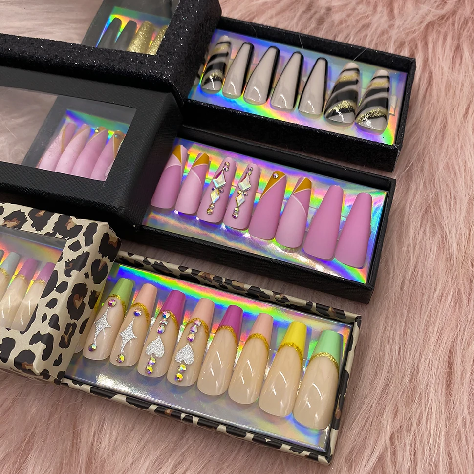 Пользовательский пресс на ногти поставка акриловых ногтей с фирменной этикеткой искусственных