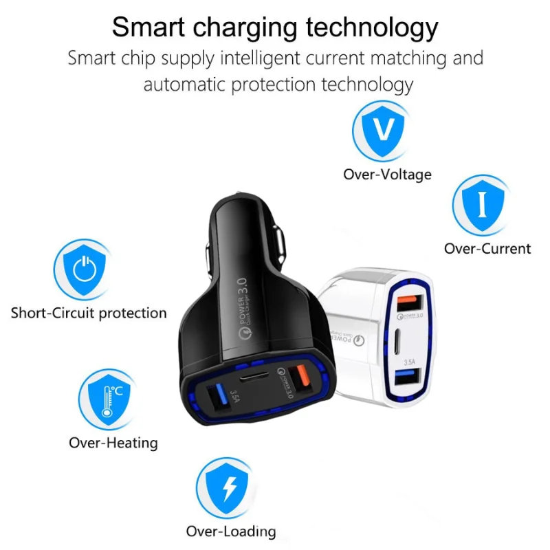 QC 3.0 car charger for iphone fast charging for samsung huawei for iphone usb charger car adapter wholesale