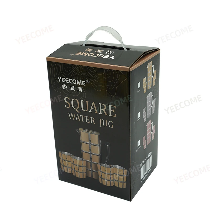 Factory Wholesale Yeecome Brand Square Water Jug Set  2.6 Liter acrylic pitcher  0.68 Gallon Water Jug