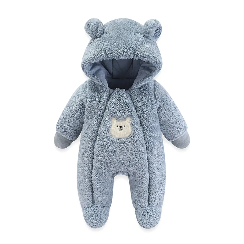 Newborn Winter Jacket Warm Hooded Infant Romper Thicken Soft Cotton Boys Jumpsuit Cartoon Baby Girl Clothes