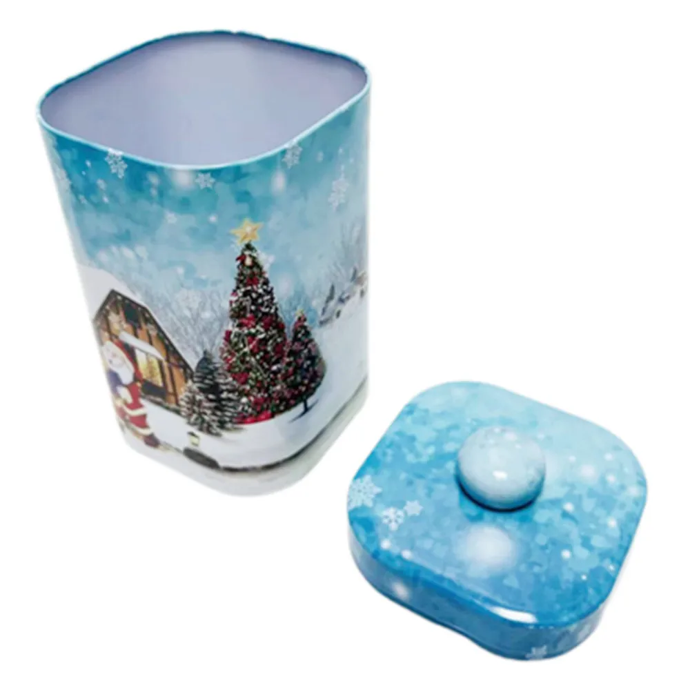 Factory Custom Tinplate Packaging Square Shape Metal Can Christmas Coffee Tea Tin Box With Lid