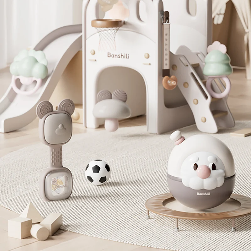 Hot Sale Cute Cartoon Silicone Bell Newborn Toy Plastic Shaking Baby Set Teether Toys for Infant