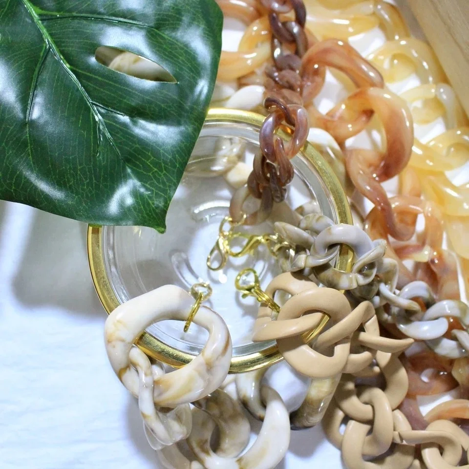 Tortoise shell Marble color resin/acrylic link chains for Clutch bag strap shoulder/handbag handle