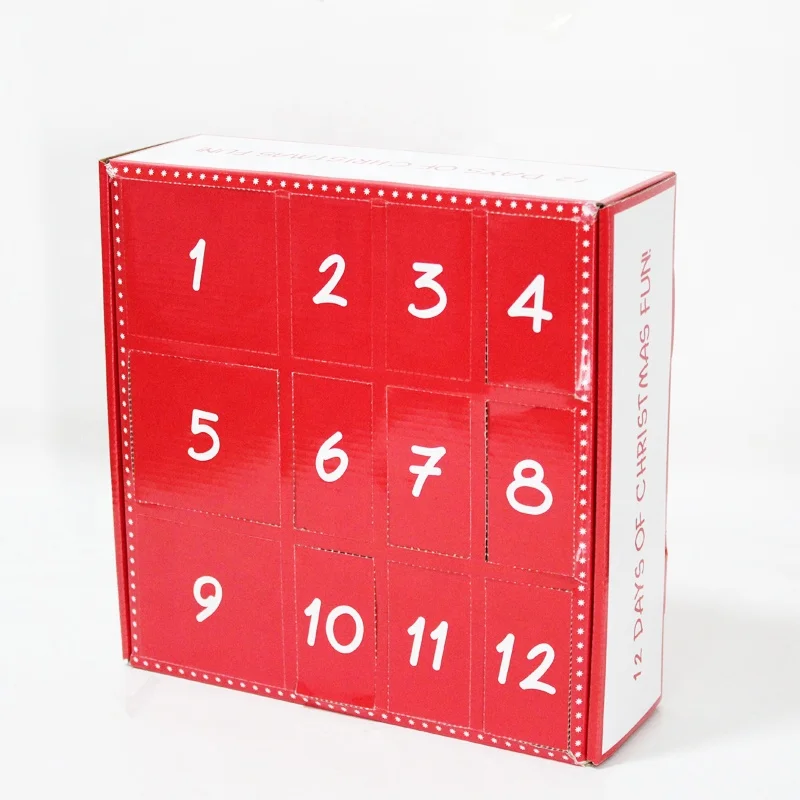 Wholesale custom cheap cardboard advent calendar christmas box 12 days fidget