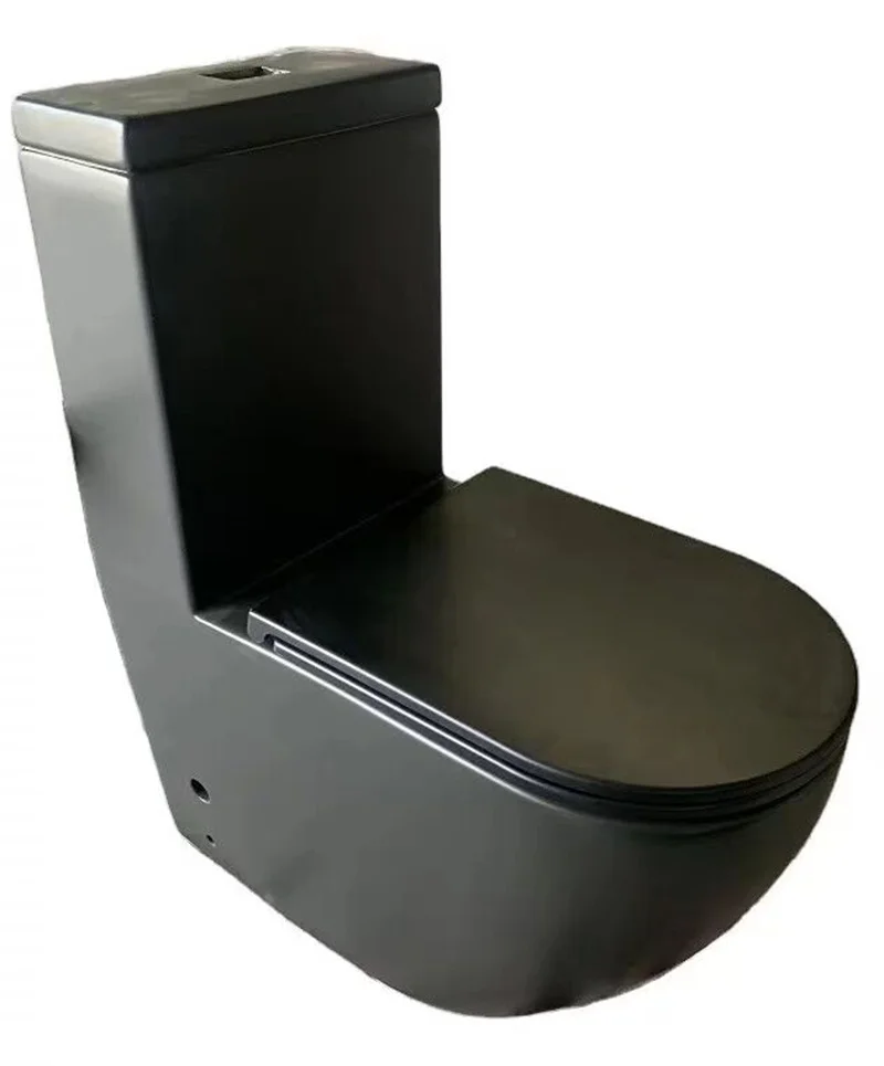 Dual Flush One-Piece Elongated Toilet Black Floor Mounted Ceramic Wc Toilet Bowl