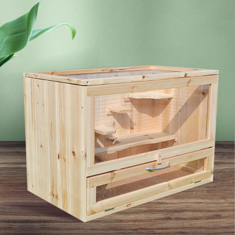 Solid Wood Natural Villa Home Pet Cabinet Chassis Drawer Climbing Rat Totoro Guinea Pig Hamster Cage