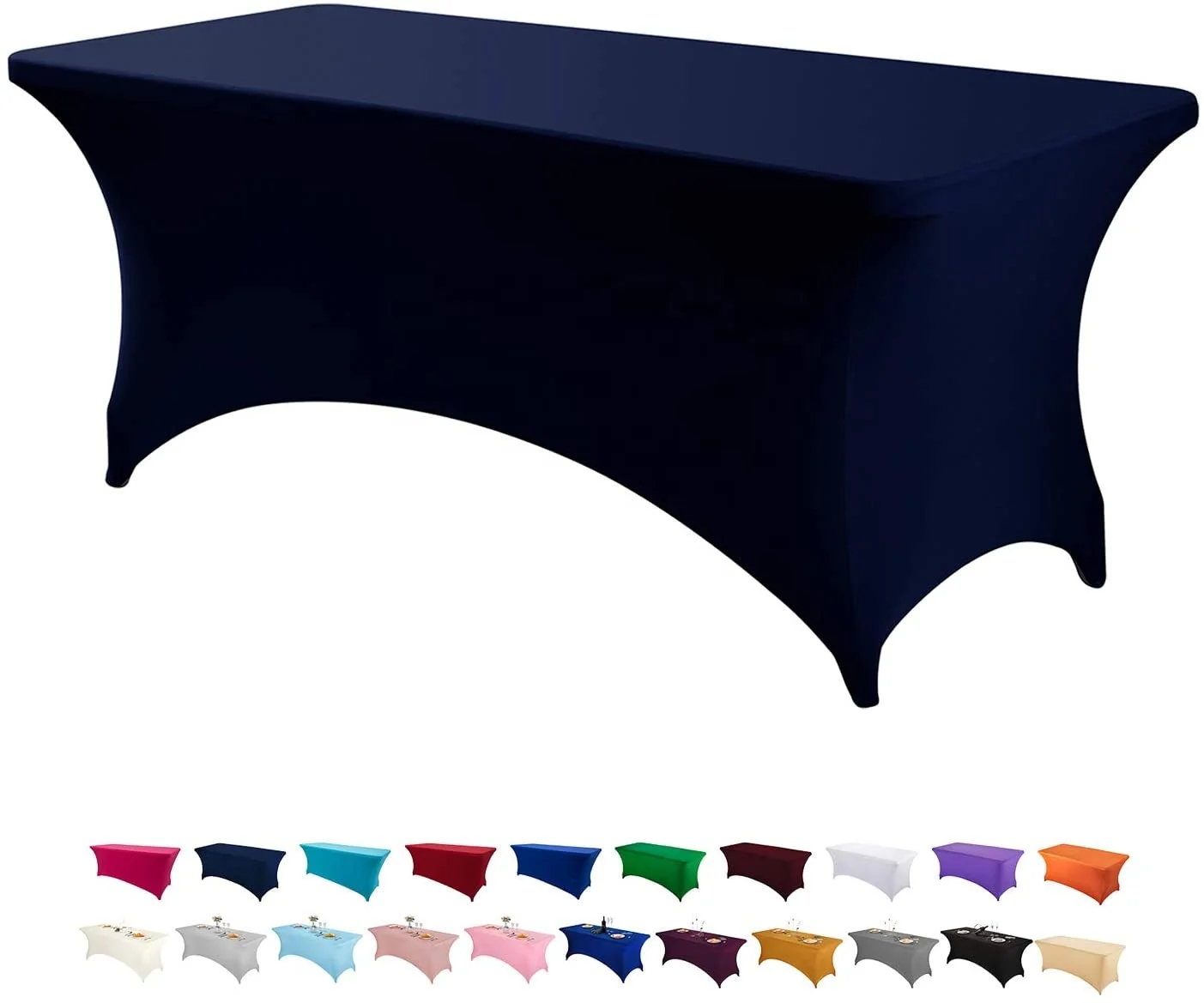 Wholesale Rectangular Solid Fitted Stretch Spandex 6 Foot Protector Table Cloths Cover for Party Wedding Dinning Event