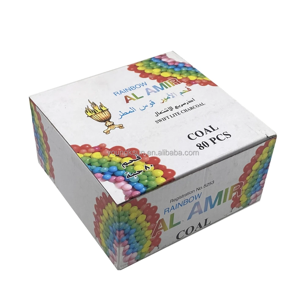 YKS wholesale 33mm bamboo charcoal shisha colorful hookah coal tablet