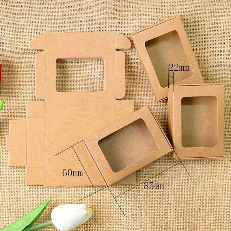 
Eco Friendly Folding Soap Packing Brown Kraft Paper Box Homemade Soap Packaging With Window 