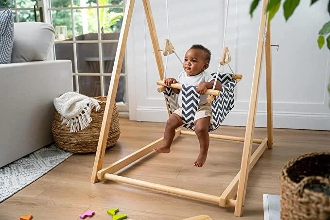 Indoor and Outdoor Foldable Wooden Baby Swing Chair China Wholesale Hanging Swing Chair with Stand