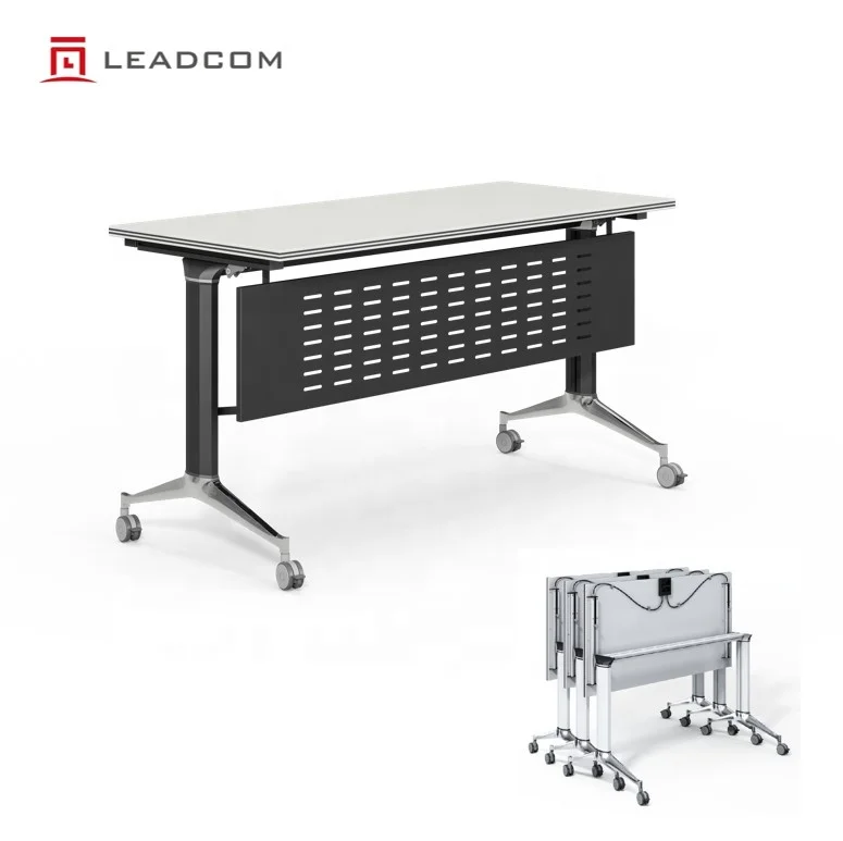 LEADCOM foldable conference table desk folding meeting desk training room flip top table manufacturer