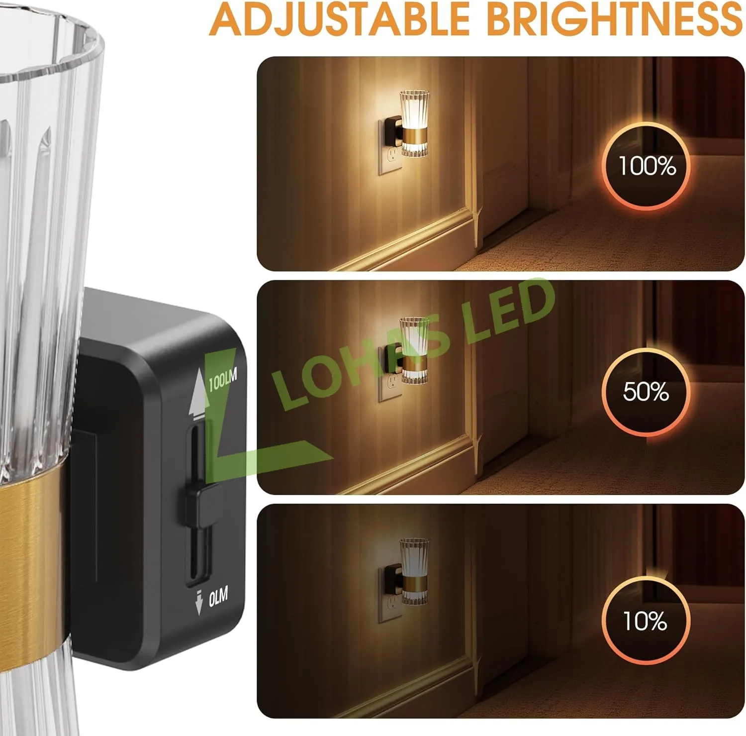 LOHAS Luxury Wall Sconce-Style Night Lamps Warm White 3000K Dimmable Up&Down Lighting LED Night Lights for Bedroom Hallway