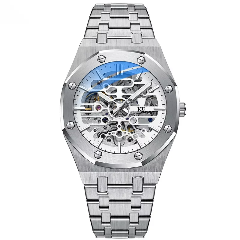 Ready to Ship Automatic Watch for Men Stainless Steel Strap Sapphire Back Glass Hot Selling Mechanical Watches