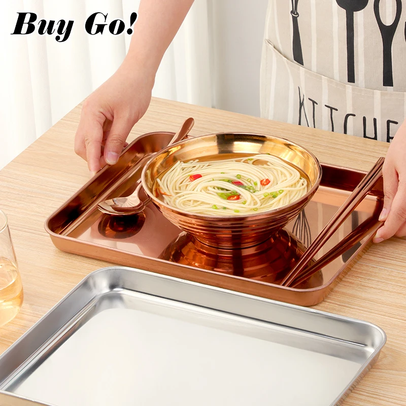 Wholesale Custom Logo Rectangle Metal Rolling Tray Mirror Gold Stainless Steel Serving Tray