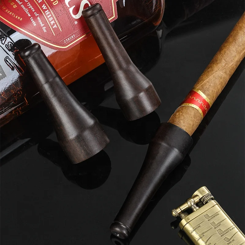 Wholesale Portable Cigar Holder 25-65 Gauge Ebony Wooden Cigar Smoking Mouthpiece