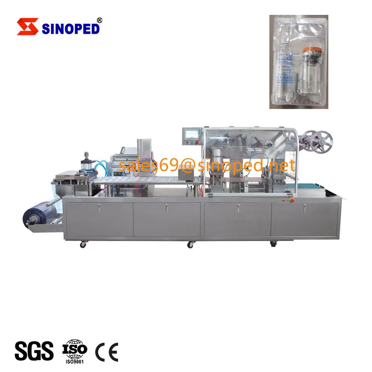 automatic vial for injection with ampoule small round bottle in PVC ALU blister pack machine  tray forming and feeding machine