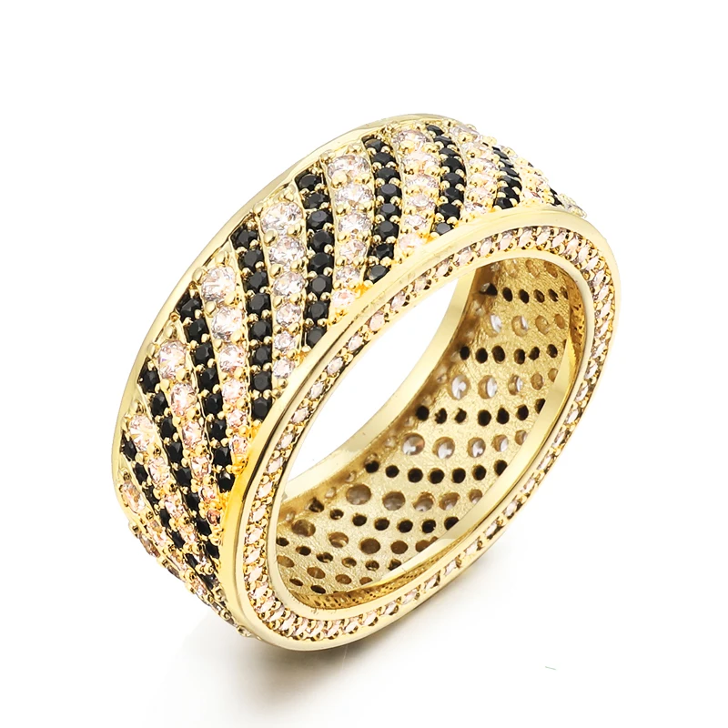 Jasen Luxury Design Silver 925 Zircon Black Topaz Stone Jewelry Men Wedding Band Ring