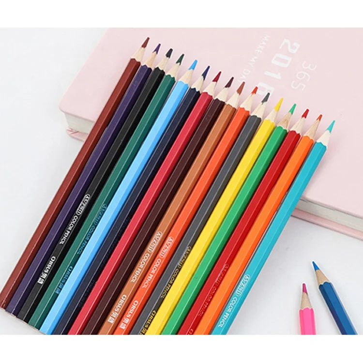 24pcs Hexagonal Barrel Colored Pencils Made from Natural Poplar Wood for Vibrant Coloring and Art