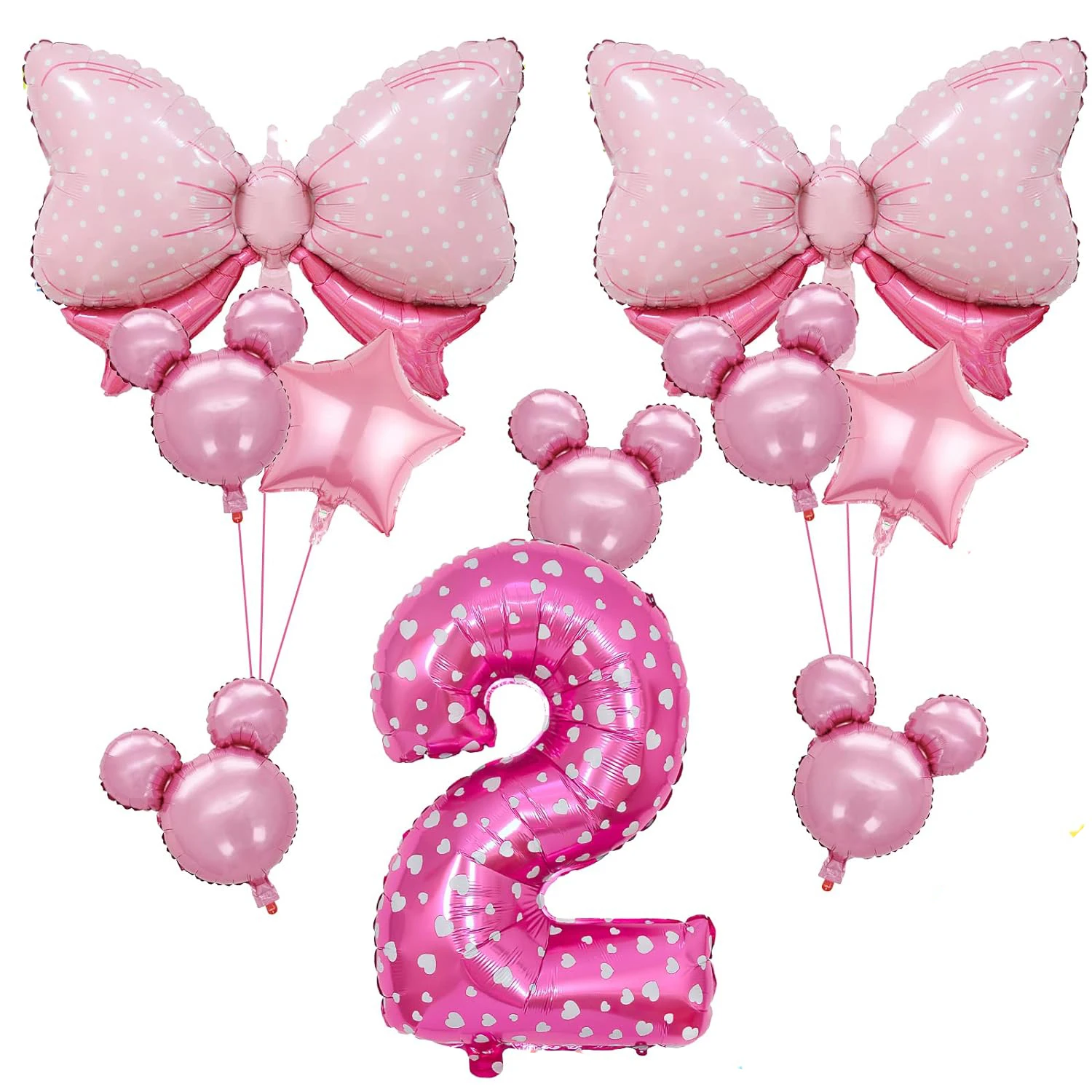 Pink Mouse Birthday Jumbo Number Mylar Foil Balloons Huge Bow Balloons For  Baby Shower  Decor