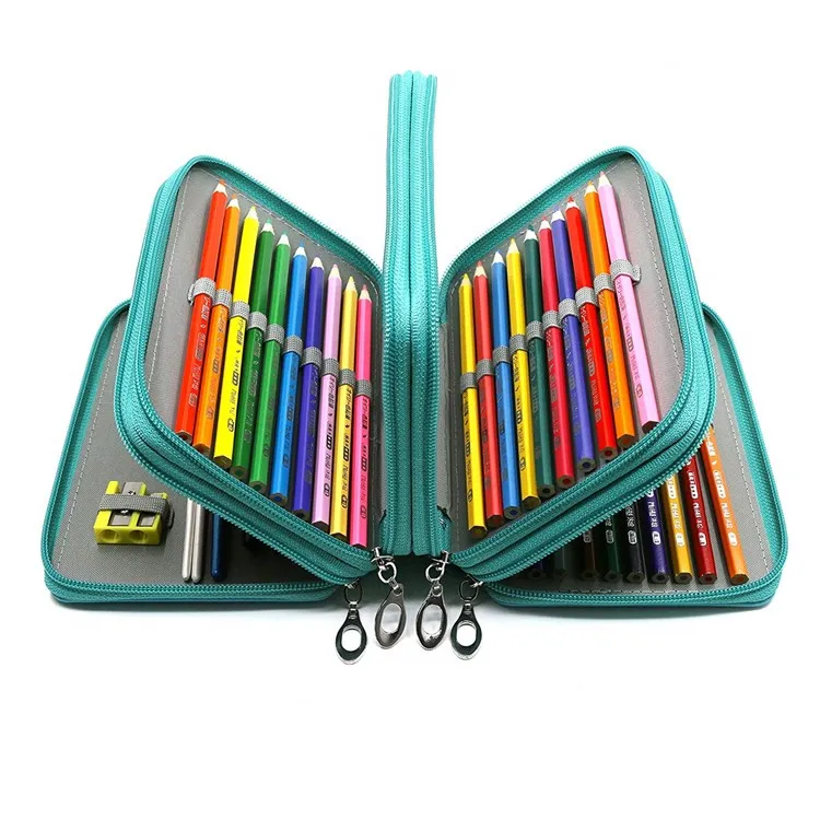 72 слотов для карт из искусственной кожи портативный многослойный большой молнии мешок ручки на ремешке большие цветные акварельные пенал для детей
