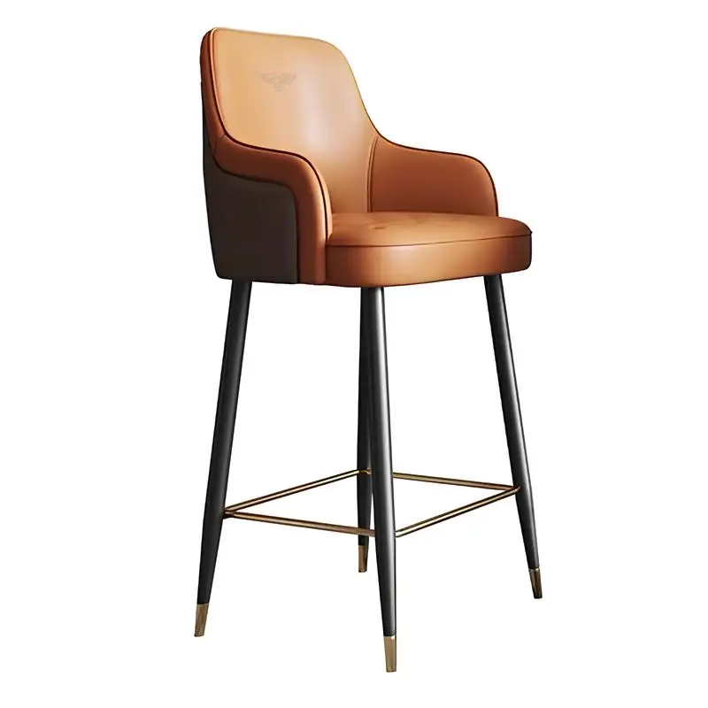 Modern high-end Nordic solid wood bar chairs high stools modern simple luxurious backrest Bentley bar chairs for home use
