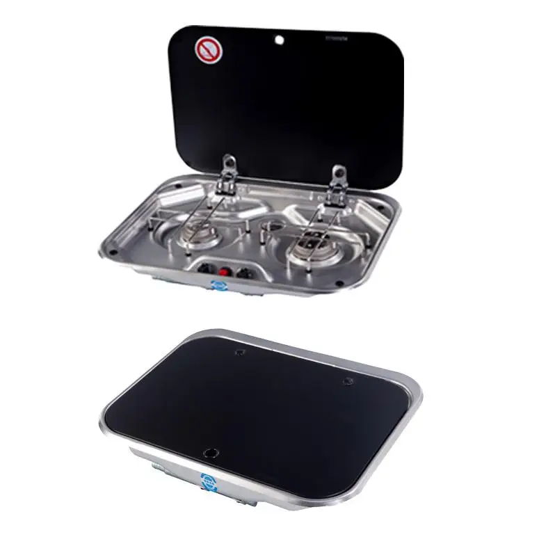 GUANGRUN CANRUN Caravan kitchen product Stainless steel two burner LPG gas stove for RV motorhomes travel trailer Yacht GR-587