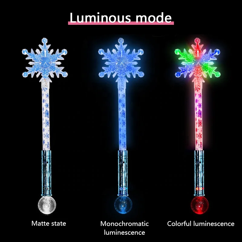 Ice Snow Magic Glowing Stick Lucky Princess Snowflake Glowing Stick Toy Elsa Birthday Gift Sparkling Fairy Stick