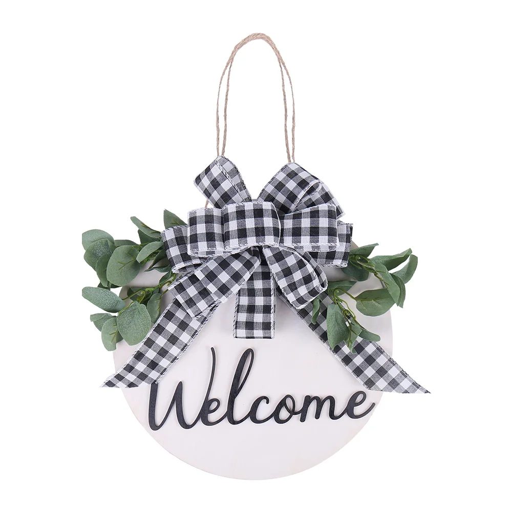 Rustic Farmhouse Front Door Welcome Sign With Greenery Wreaths