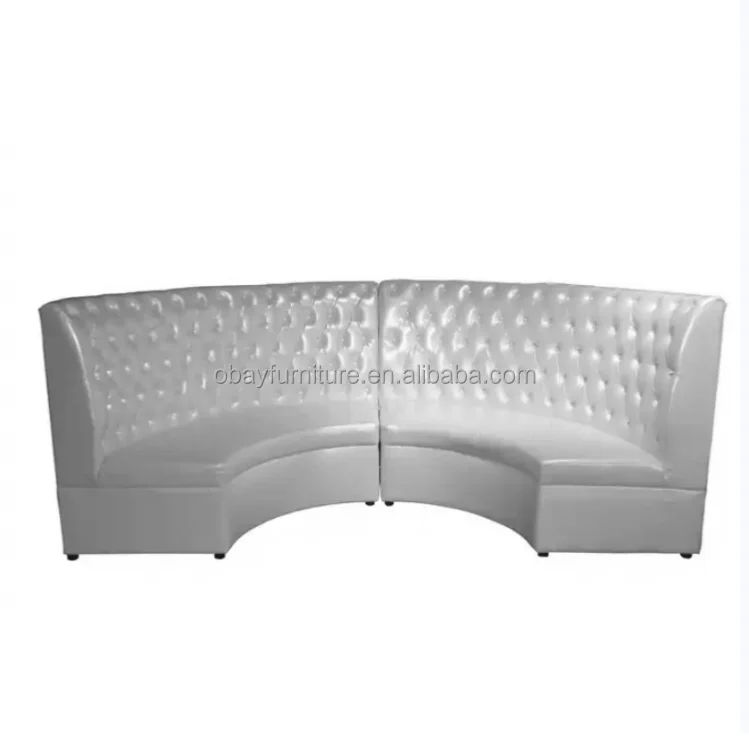 Wholesale OEM design white leather curved sectional sofa  modern tufted high back bench cheap white lounge furniture for wedding