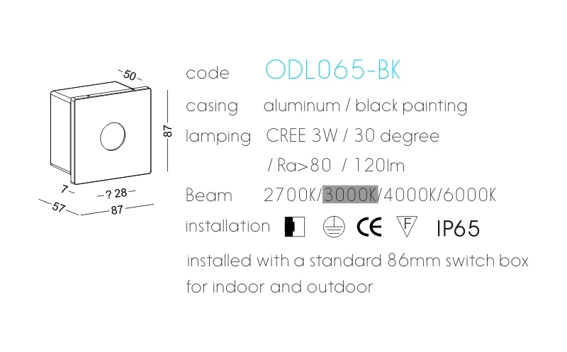 Aluminium modern staircase mini wall lamp waterproof  IP65 square 3W step light led stair lighting