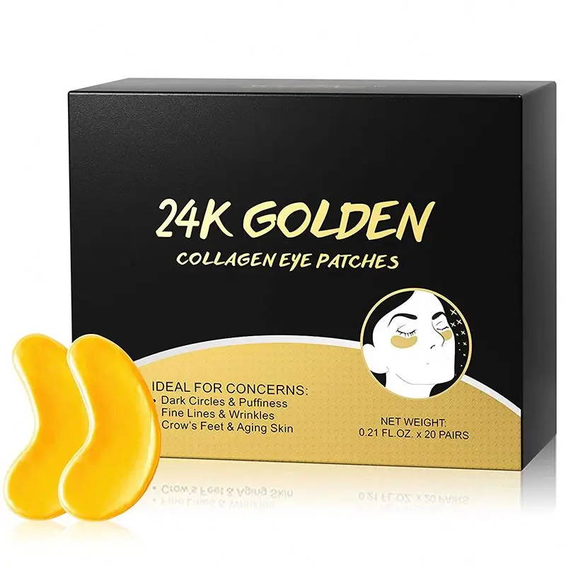 New OEM Dssolvable remove dark circles hydrogel gold gel patch collagen under pads eye mask with glitter