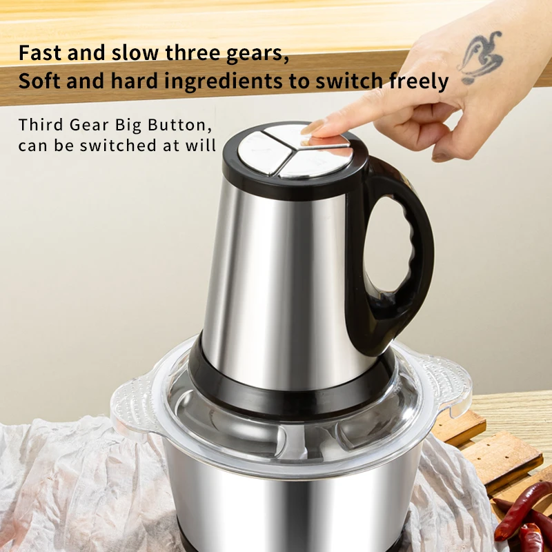 Multifunctional Kitchen Home 2L 3L 5L Food Vegetable Meat Chopper Stainless Steel Mini Meat Mincer Electric Meat Grinders